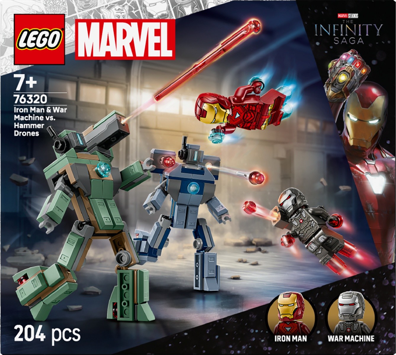 Kocke Super Heroes 76320 Iron Man in War Machine proti dronoma Hammer 2
