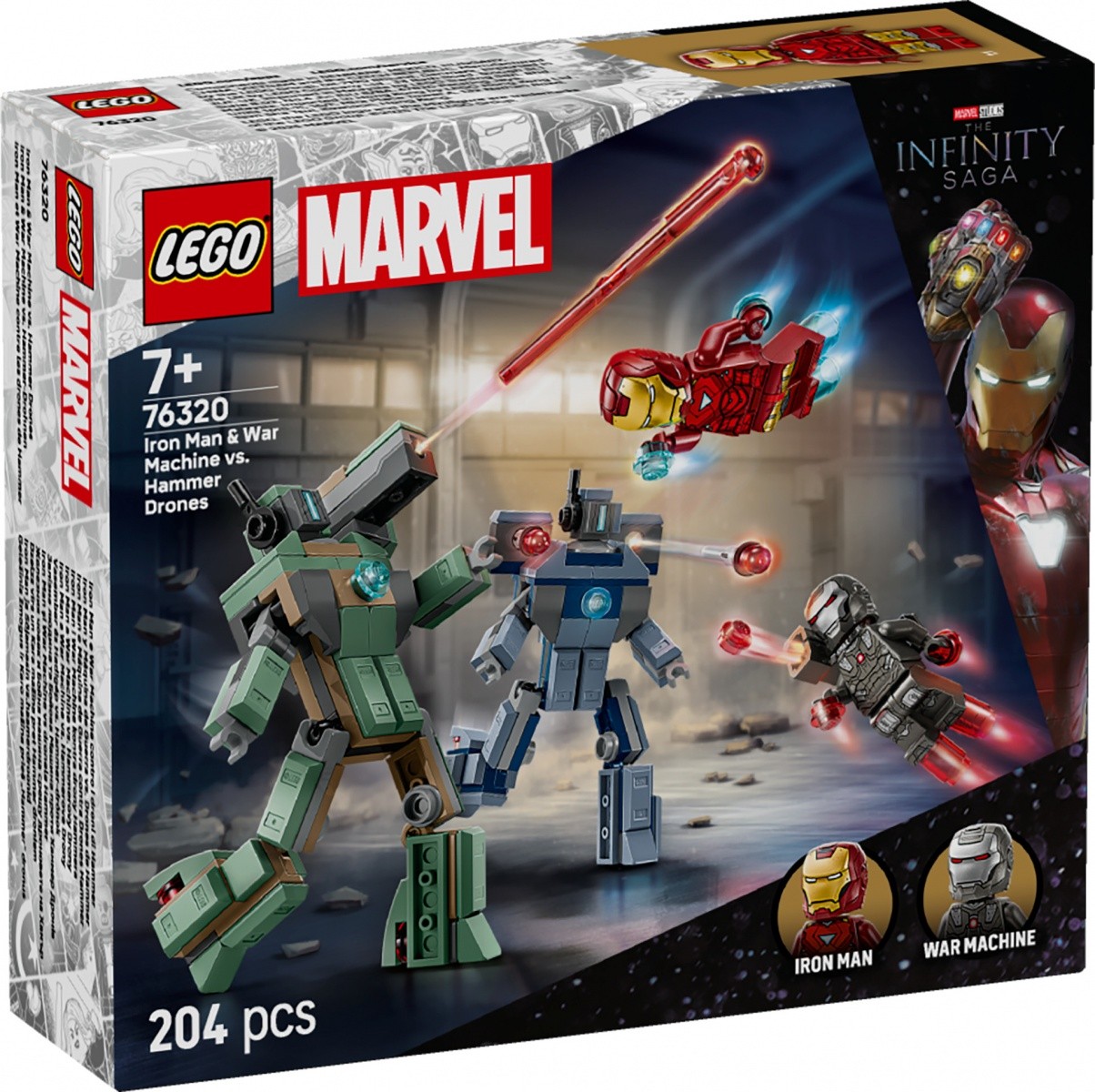 Kocke Super Heroes 76320 Iron Man in War Machine proti dronoma Hammer