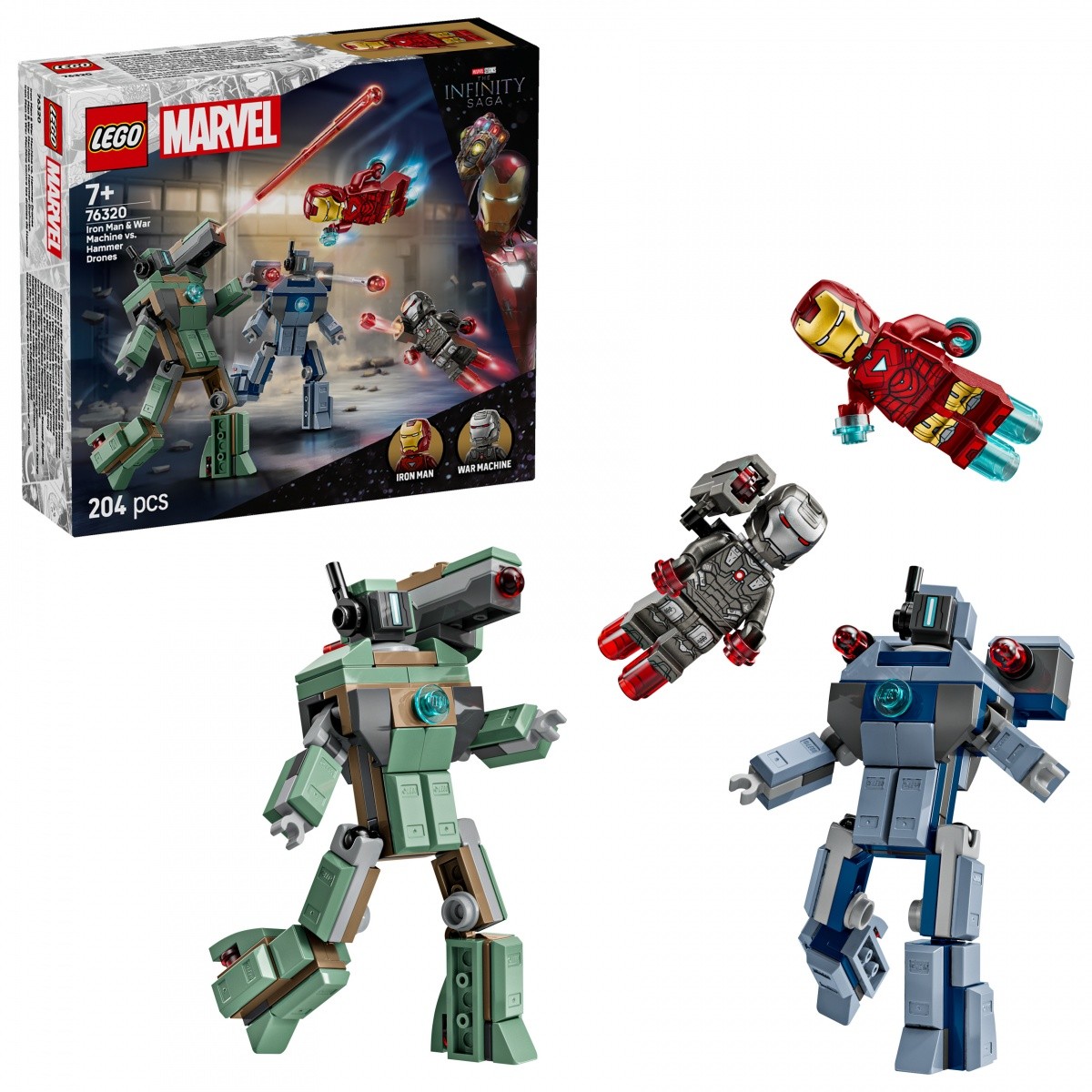 Kocke Super Heroes 76320 Iron Man in War Machine proti dronoma Hammer 5