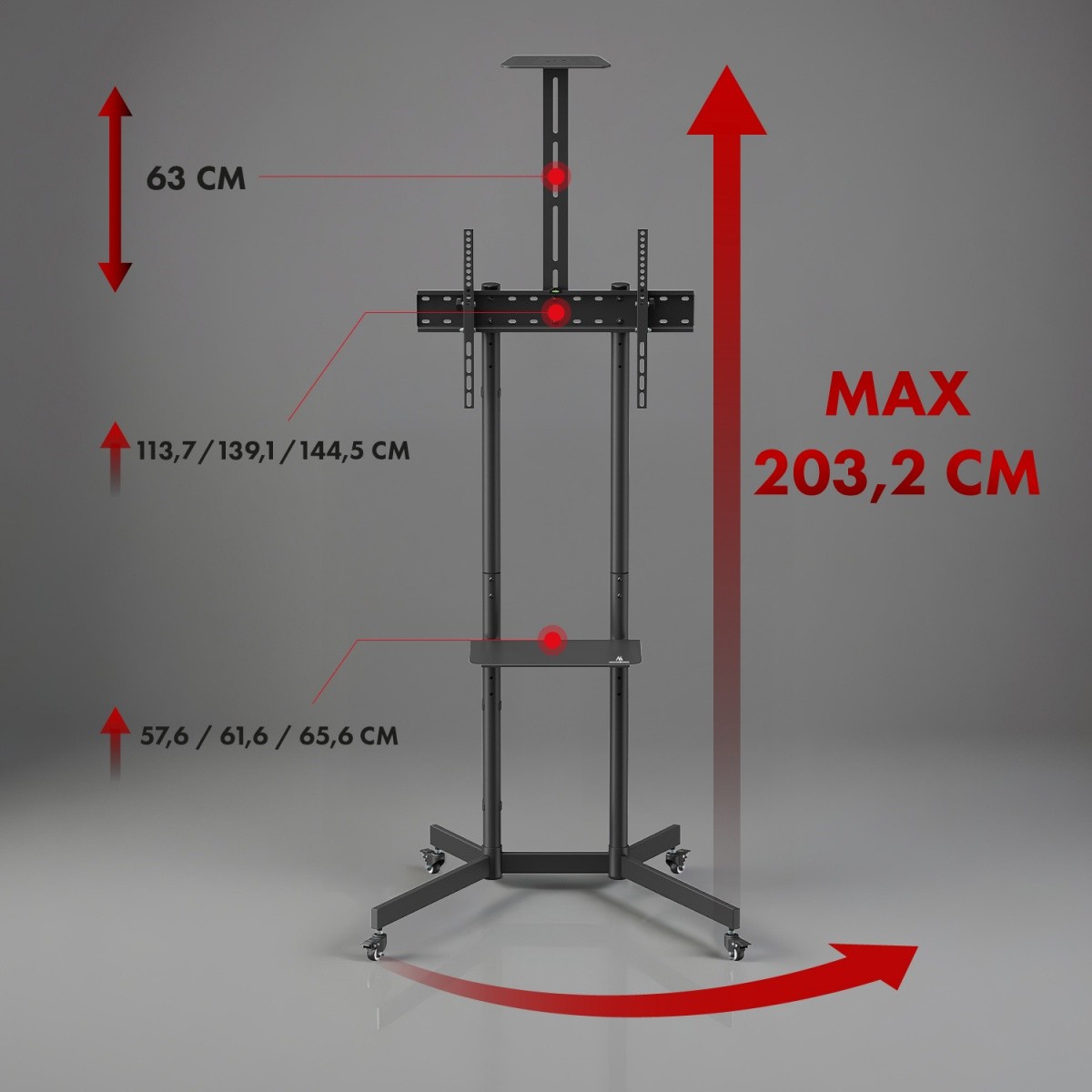 Maclean MC-113 B voziček za TV do 45 kg 6