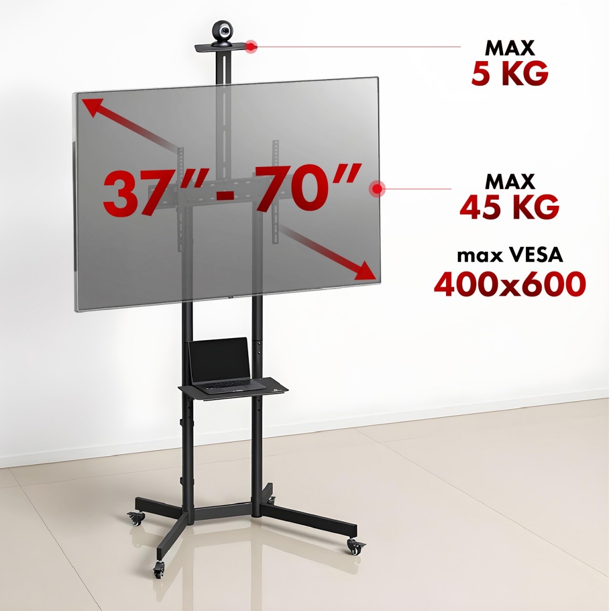 Maclean MC-113 B voziček za TV do 45 kg 7