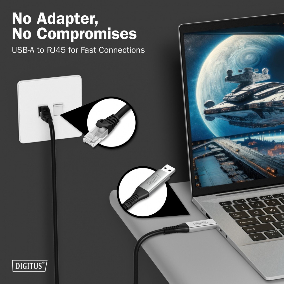 Adapter kabel USB-A na RJ45, Cat.6A S/FTP, 1 Gbit/s, USB 3.2 Gen1, LSZH, 3m 4
