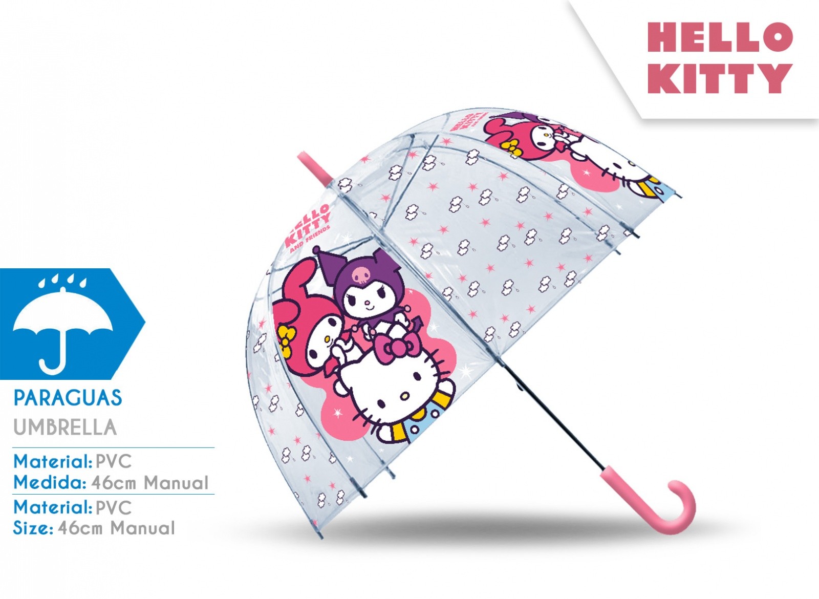 Hello Kitty Prozoren Dežnik – Ročni Dežnik s Povsem Prikupnim Videzom 2