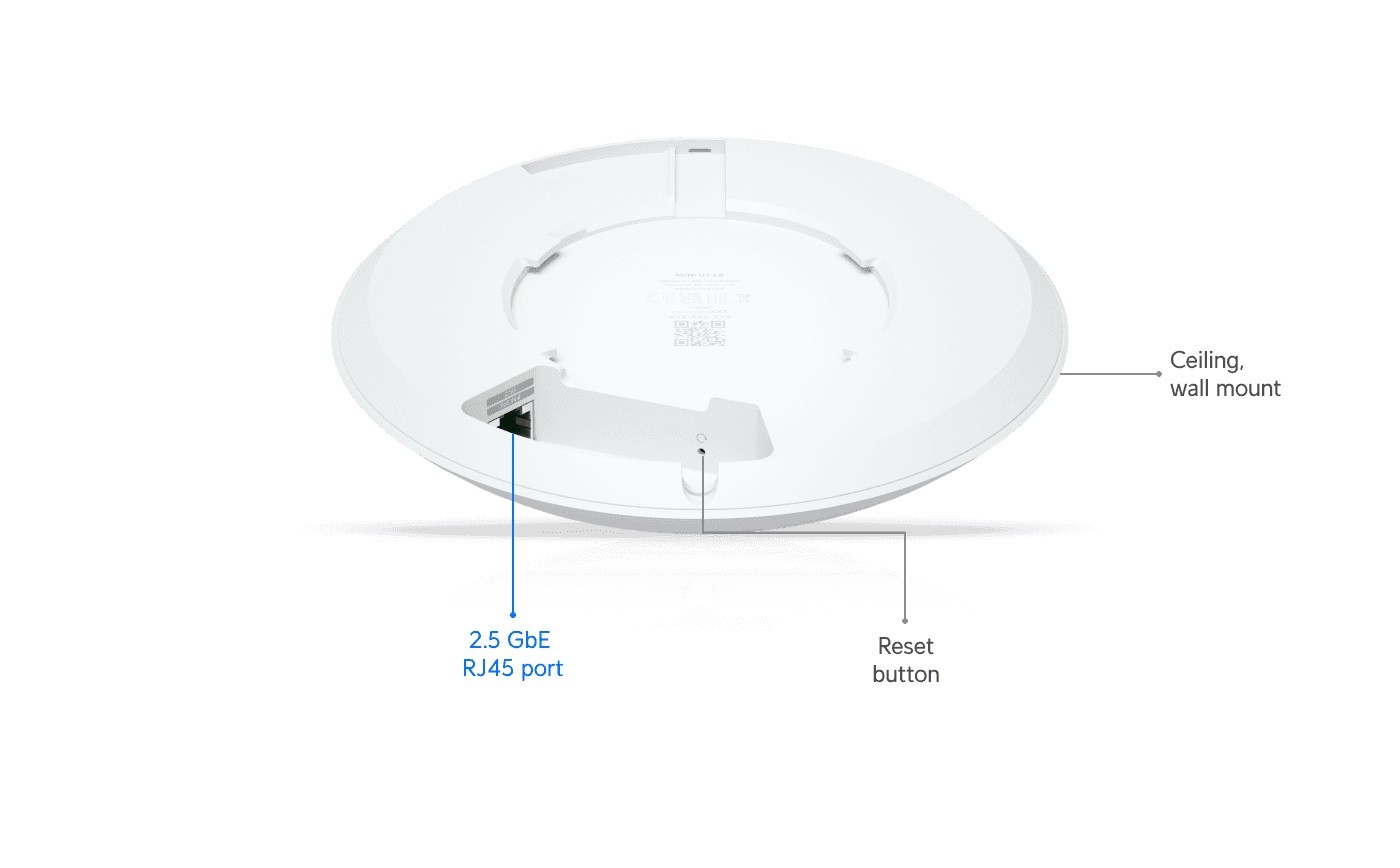 Ubiquiti U7-LR Access Point – Brezžični Dostop z Visokim Dosegom (7300 Mbit/s, PoE) 8