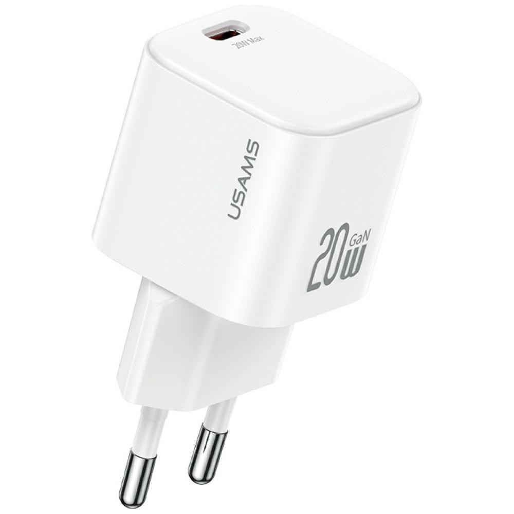 Mrežni polnilnik 20W, 1x USB-C + priložen kabel USB-C (bel)
