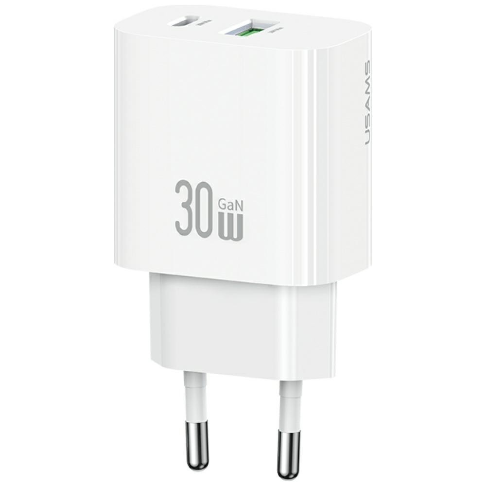 Mrežni polnilnik 30W, 1x USB-C + 1x USB-A (bel)