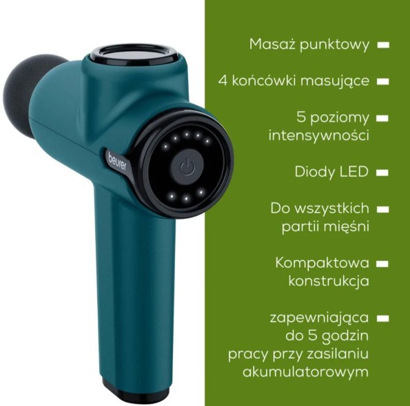 Beurer MG99 masažni pištolj s 4 nastavki in polnilcem 3