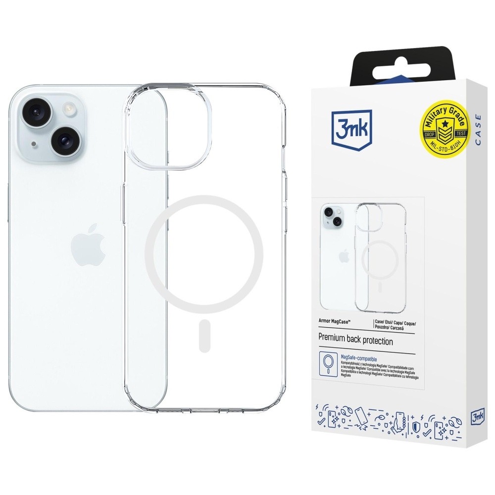 Etui 3MK Armor MagCase za iPhone 15, MagSafe, prozoren