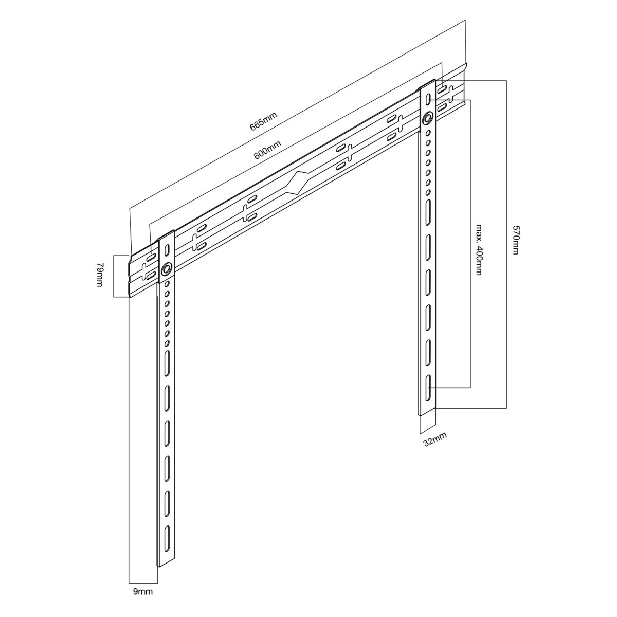 Ultra tanek stenski nosilec TV, VESA 600x400, 80kg 7
