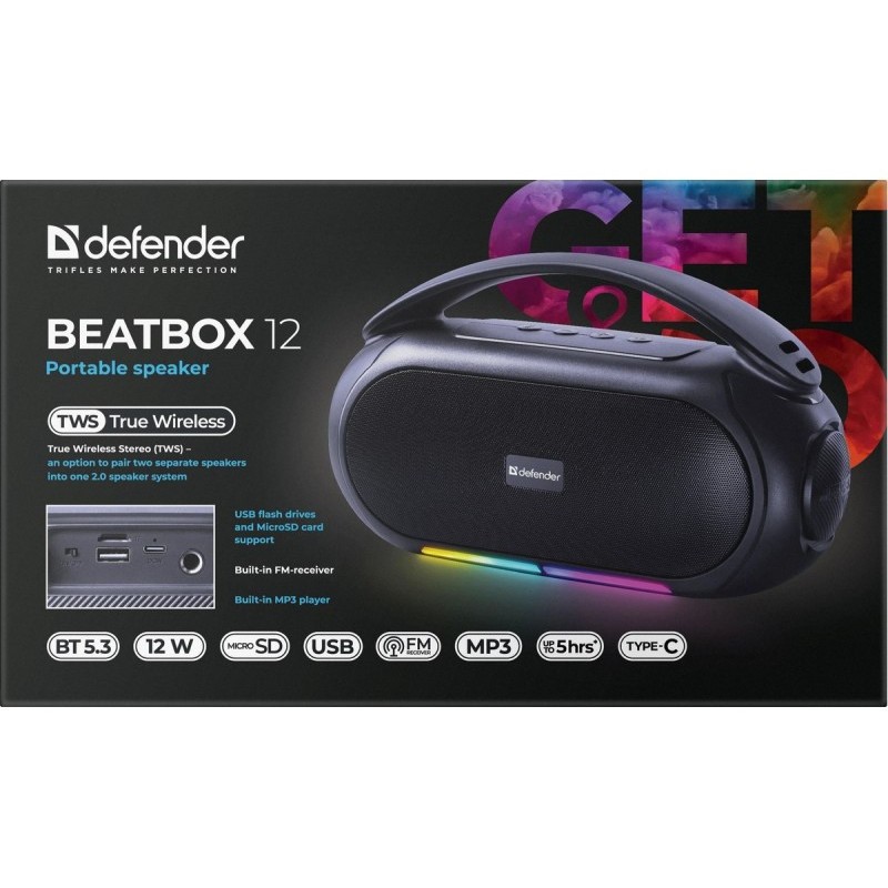 Bluetooth zvočnik BEATBOX 12, 16W, črn z LED osvetlitvijo 8