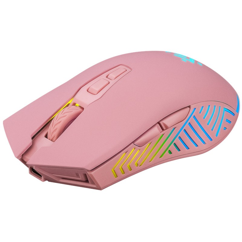 Brezžična gaming miška PANDORA RF 3200DPI, 7 gumbov (roza)