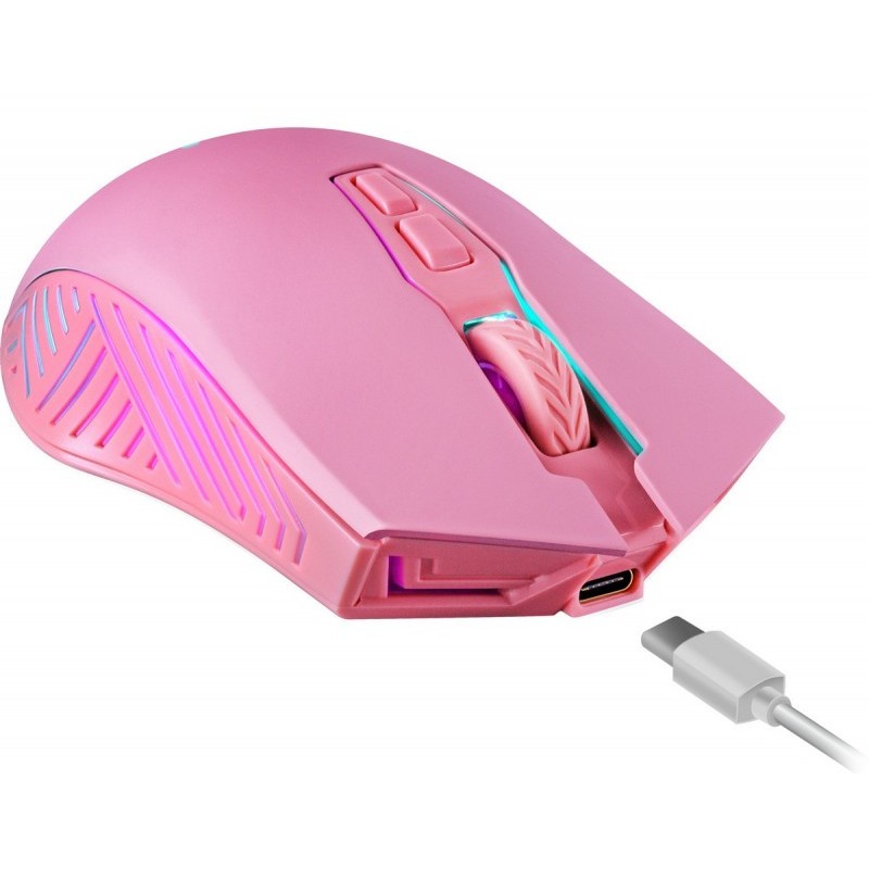Brezžična gaming miška PANDORA RF 3200DPI, 7 gumbov (roza) 7