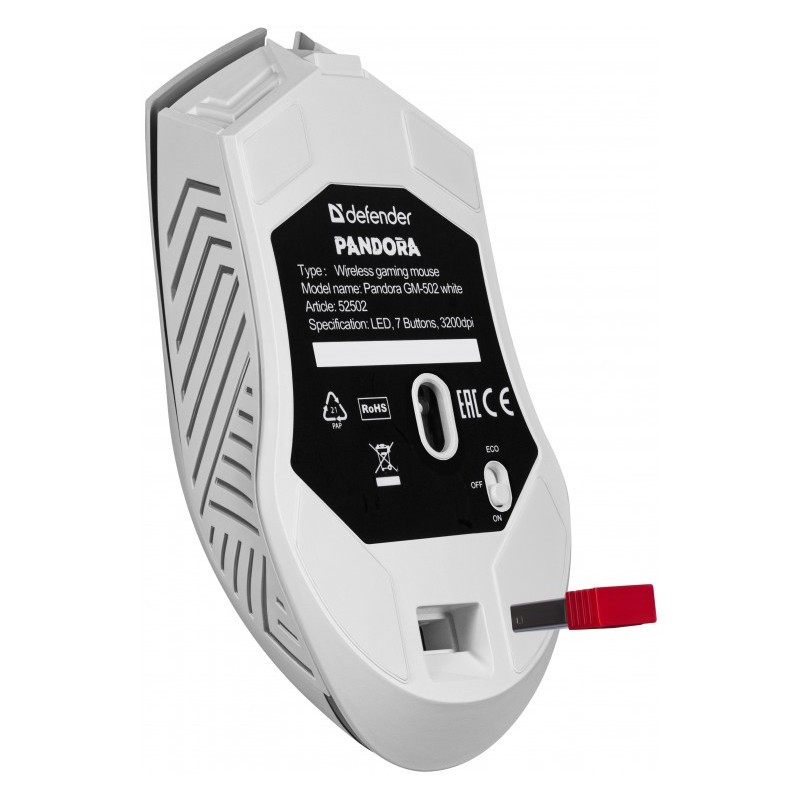 Brezžična gaming miška PANDORA RF 3200DPI, 7 gumbov (bela) 2