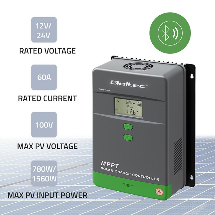 Solarni MPPT regulator polnjenja 60A z zaslonom, 12V/24V, Bluetooth, APP 2