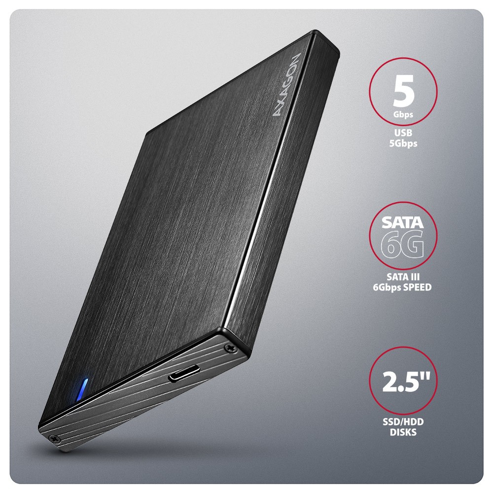 Aluminijasto ohišje za 2.5" SATA SSD/HDD, USB-C 3.2 Gen 1 2