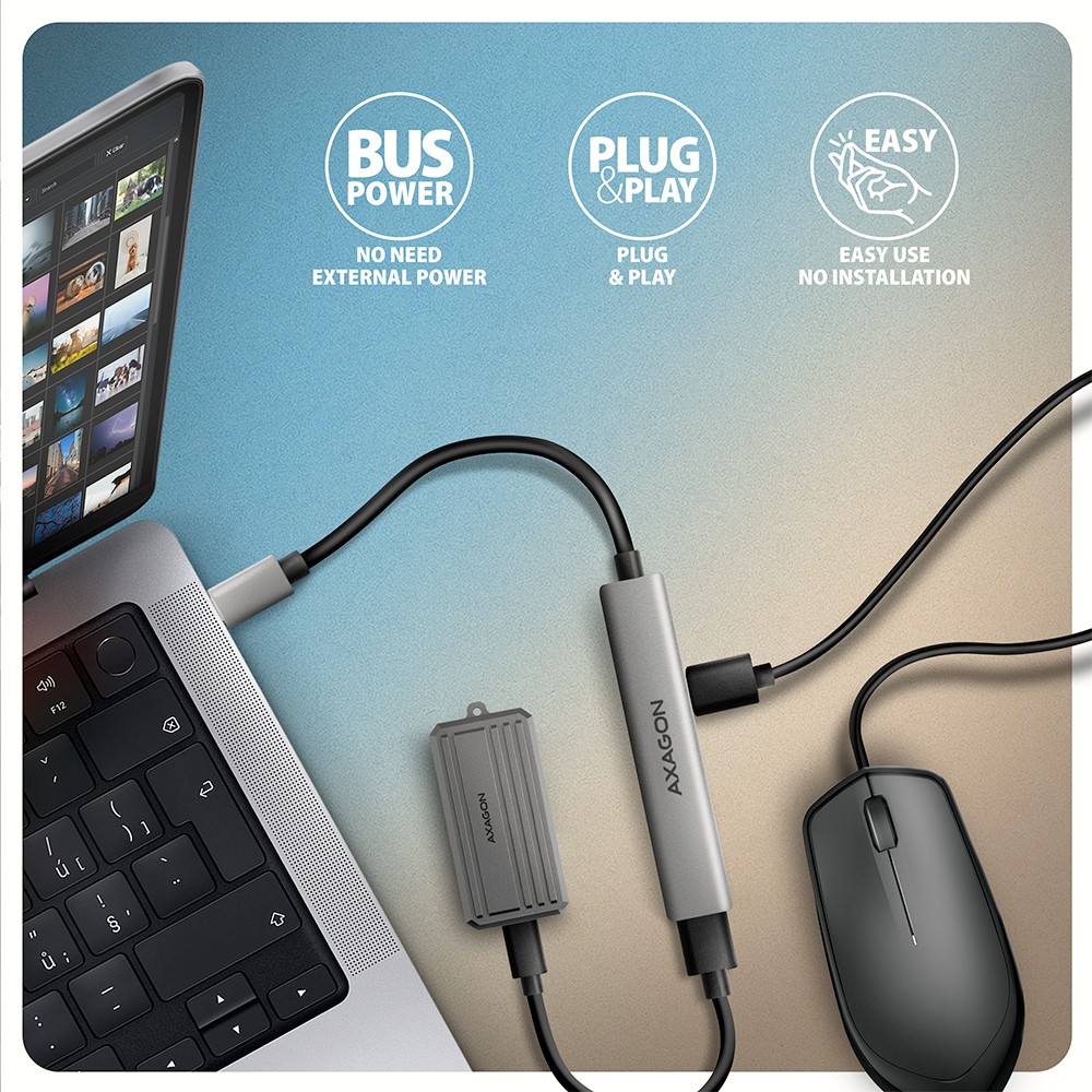 USB Hub NuaXus HUE-STC, 4-portni 4