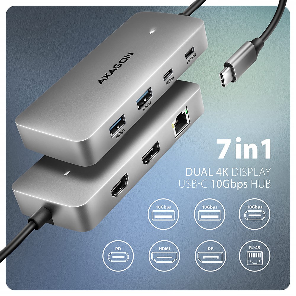 Večportni USB C HMC-CUB83X2 Hub (7v1) 2