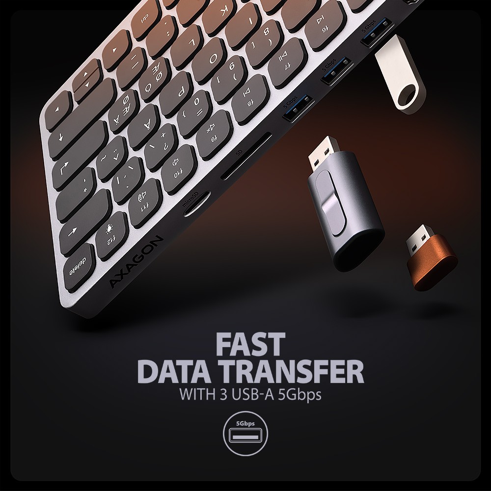 USB-C tipkovnica z vgrajenim 9v1 hubom NuaXus HMC-KB-NRD 6