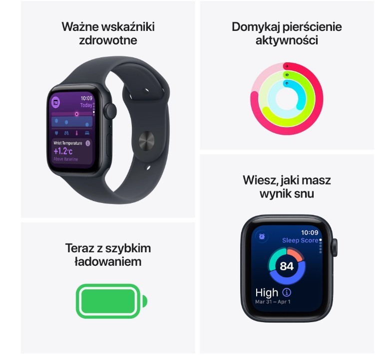 Apple Watch SE (3. gen.) 44 mm, polnočni aluminij, športni pašček M/L 3