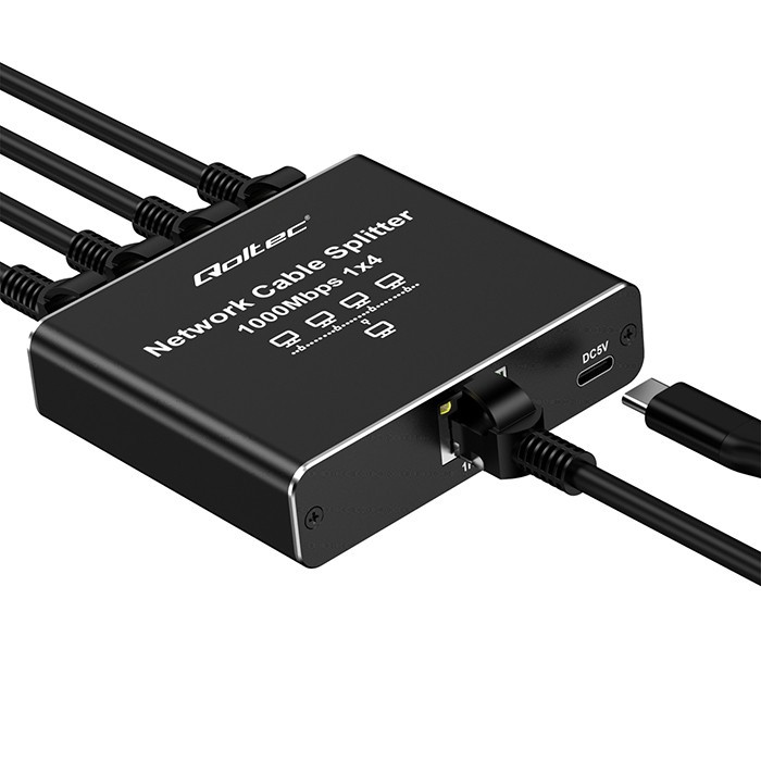 Razdelilnik Ethernet mini SWITCH 1x4 RJ45, 1000Mb/s, USB-C, aluminijasto ohišje 4