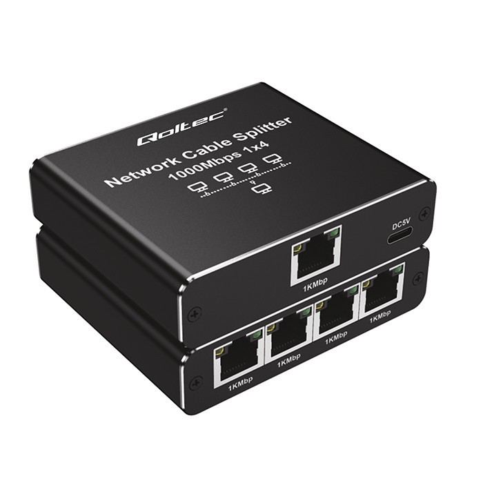 Razdelilnik Ethernet mini SWITCH 1x4 RJ45, 1000Mb/s, USB-C, aluminijasto ohišje 8