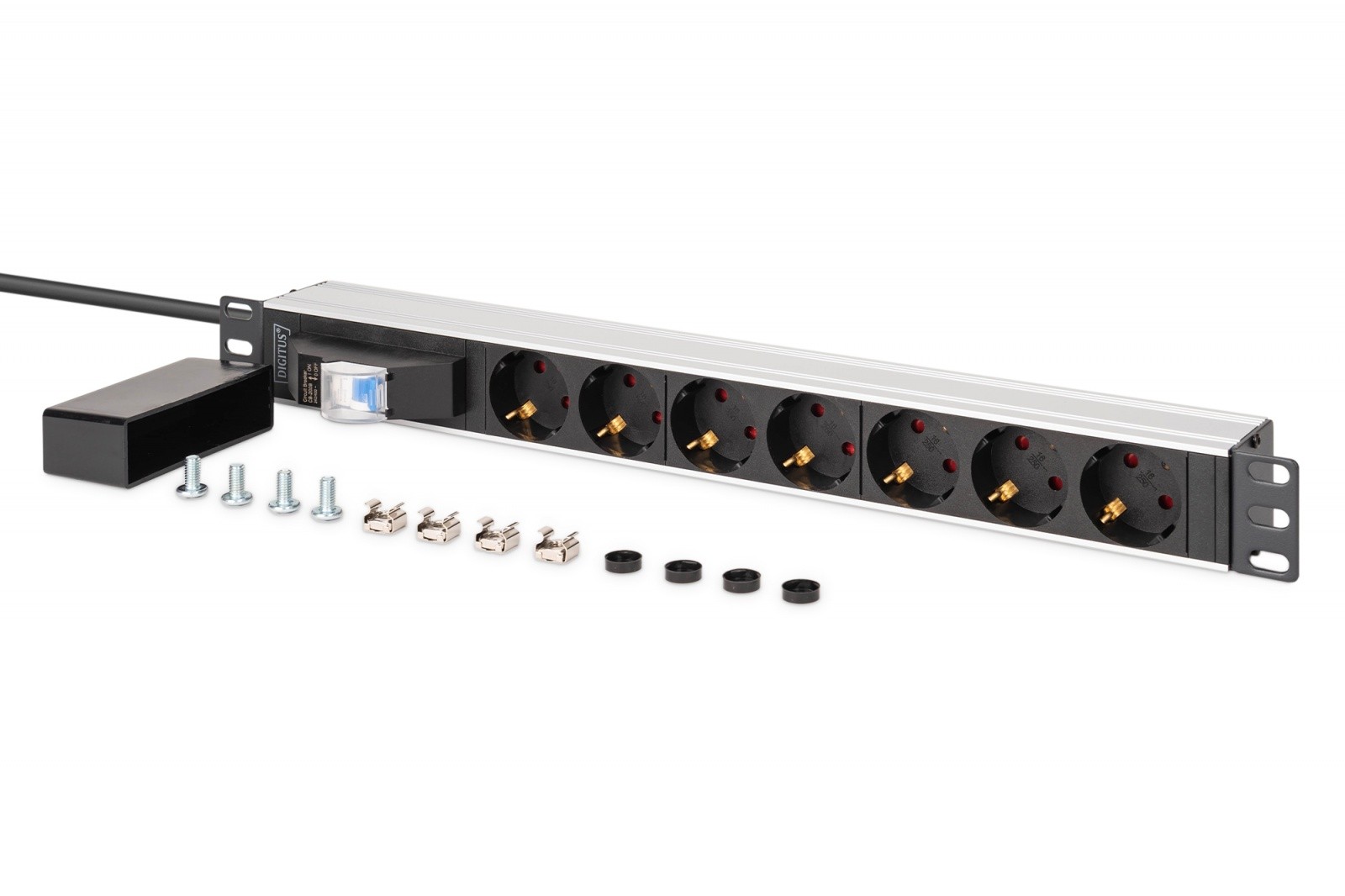 Napajalna PDU letev za RACK 19" (7x Schuko), s stikalom, 1.8m kabel 7