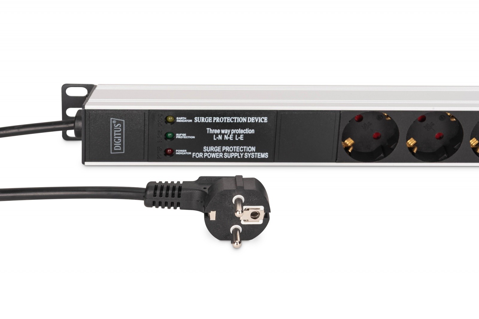 PDU letev za RACK 19" (9x Schuko), zaščita proti prenapetosti, EMI/RFI filter 3