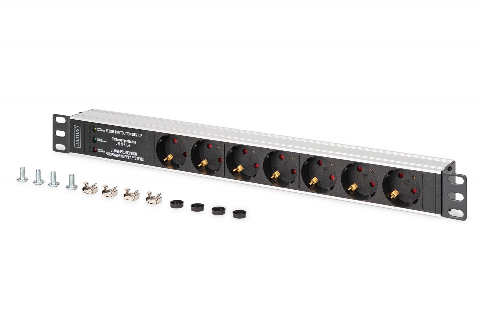 PDU letev za RACK 19" (7x Schuko), zaščita proti prenapetosti, EMI/RFI filter 6