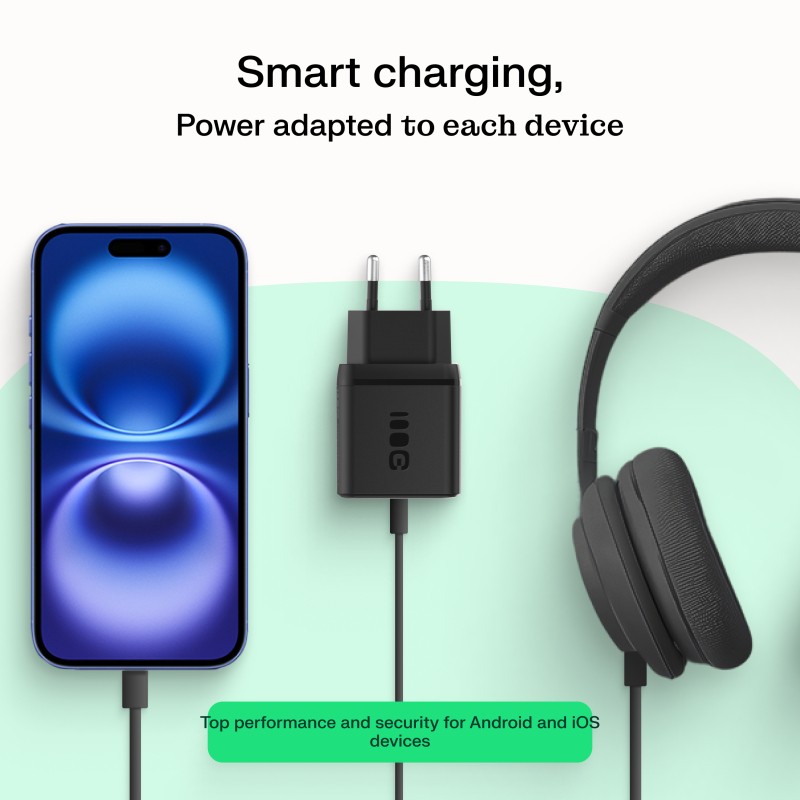 Omrežni polnilnik 30W, 1x USB-C, 1x USB-A, črn 7