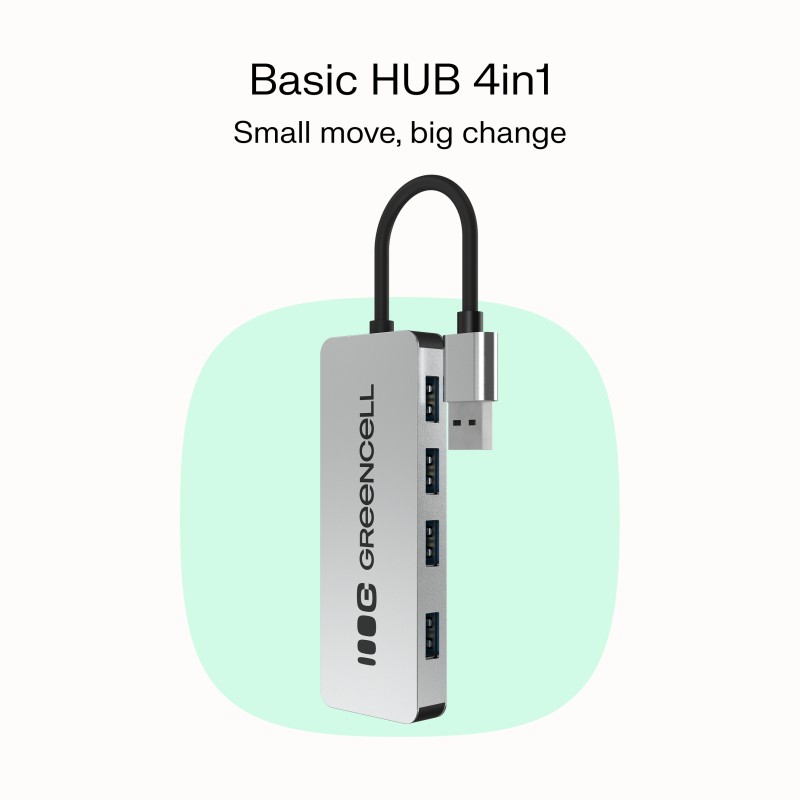 Green Cell USB-A HUB, 4x USB-A 3.0 8