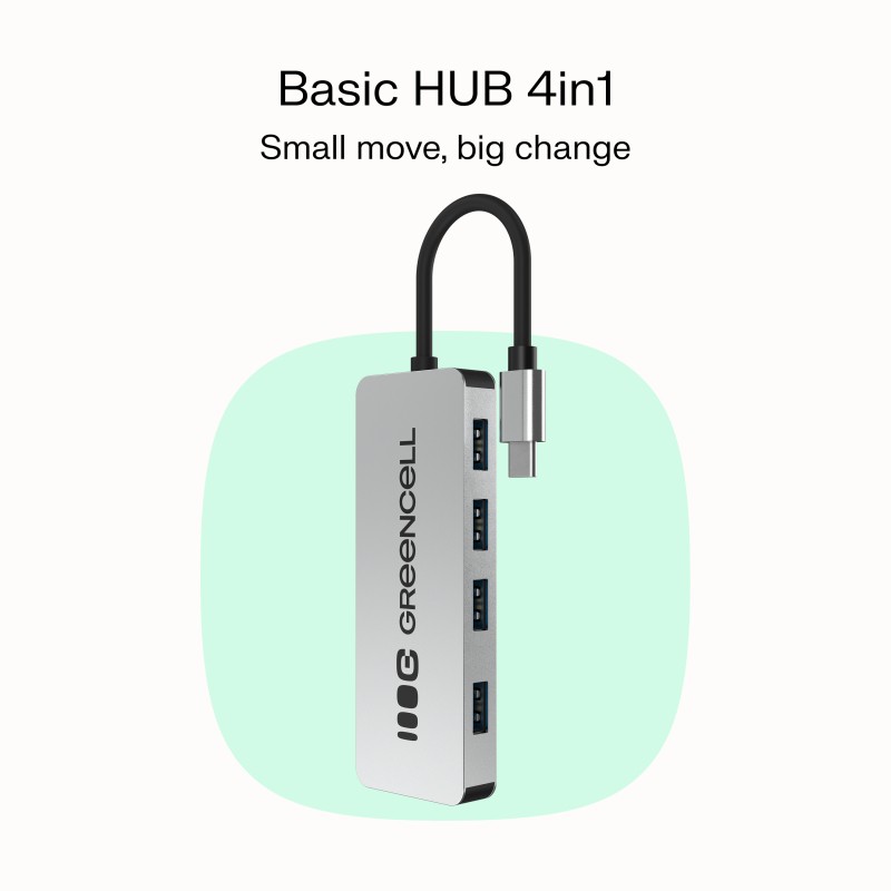 Green Cell USB-C HUB, 4x USB-A 3.0 7