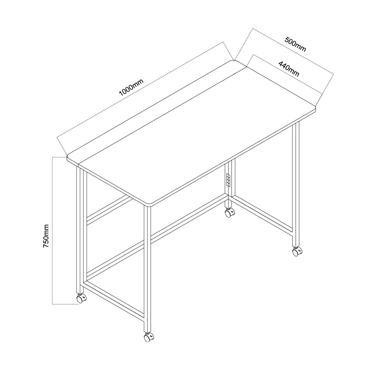 Zložljivo mobilno pisalno mizo MC-1250 B, 100x50 cm, črna 3