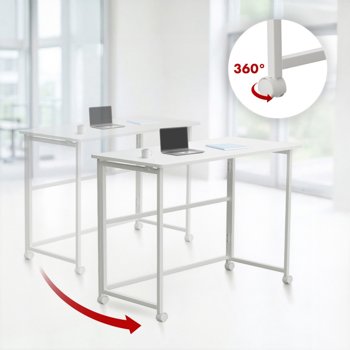 Pisalo/stojalo z kolesi MC-1250W, 100x50 cm, bela 4