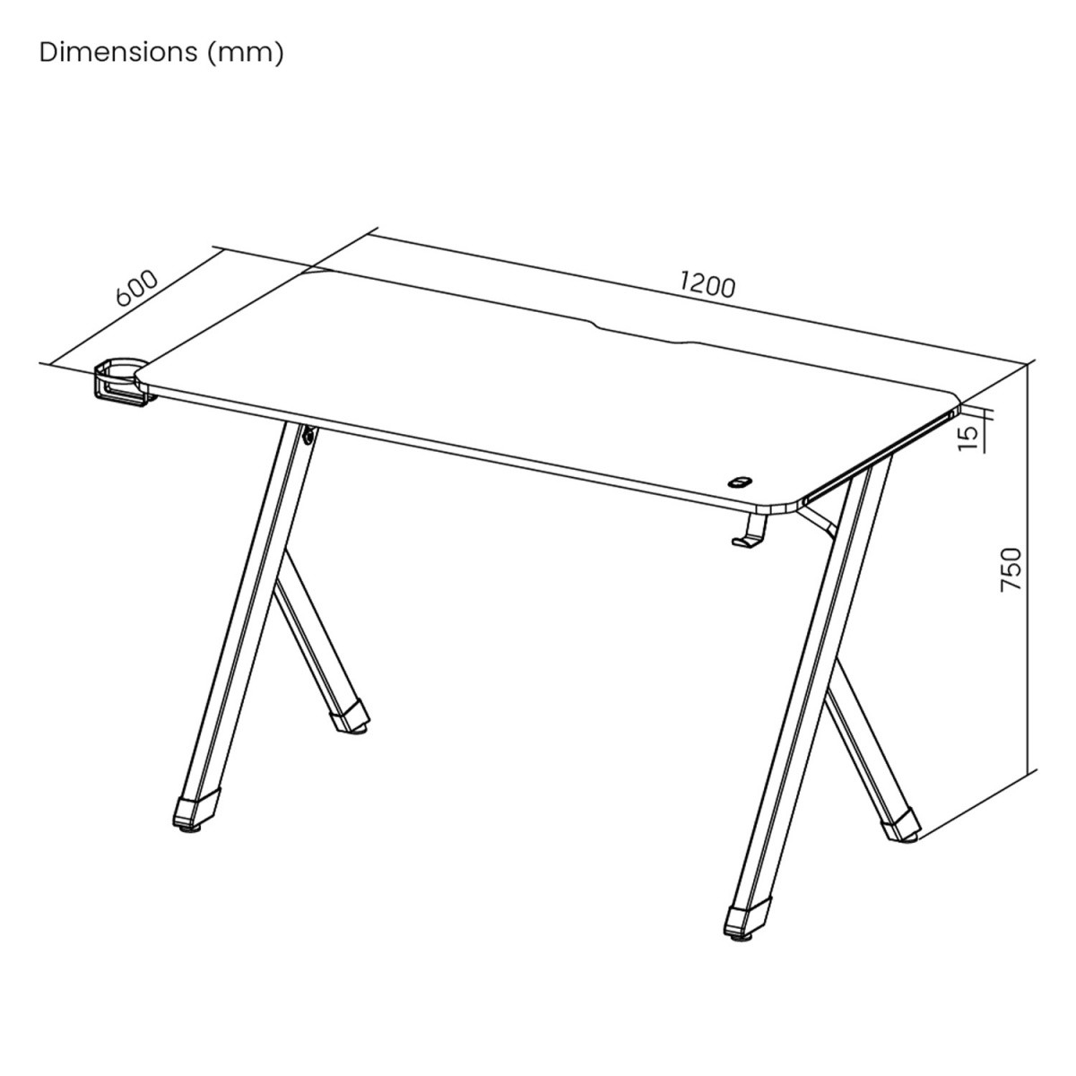 Gaming pisalna miza NanoRS RS102, 120x60cm z LED 2