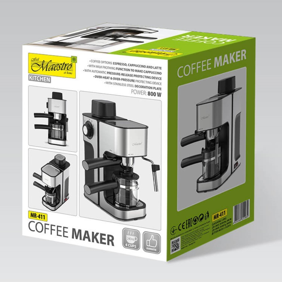 Ročni espresso kavni aparat s spenilnikom mleka in gretjem skodelice MR-411 4