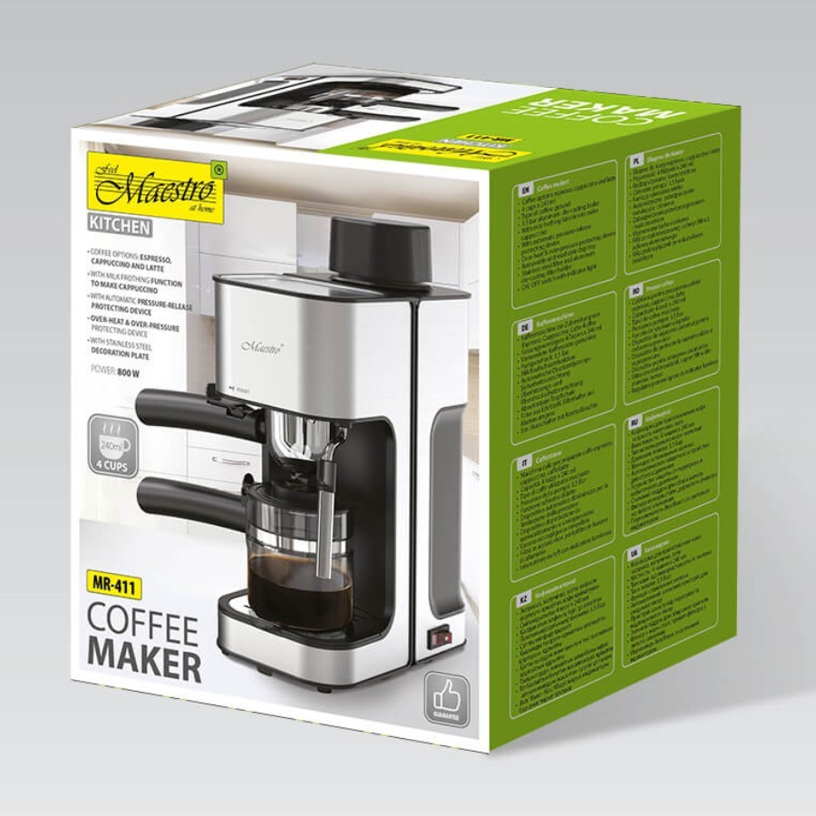Ročni espresso kavni aparat s spenilnikom mleka in gretjem skodelice MR-411 5