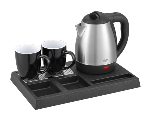 Adler hotelski grelnik vode AD 1354, 1.2L inox s pladnjem 2