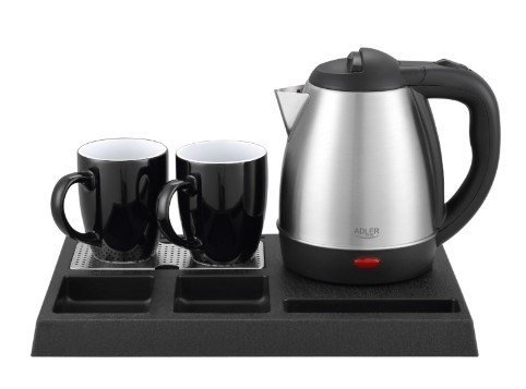 Adler hotelski grelnik vode AD 1354, 1.2L inox s pladnjem