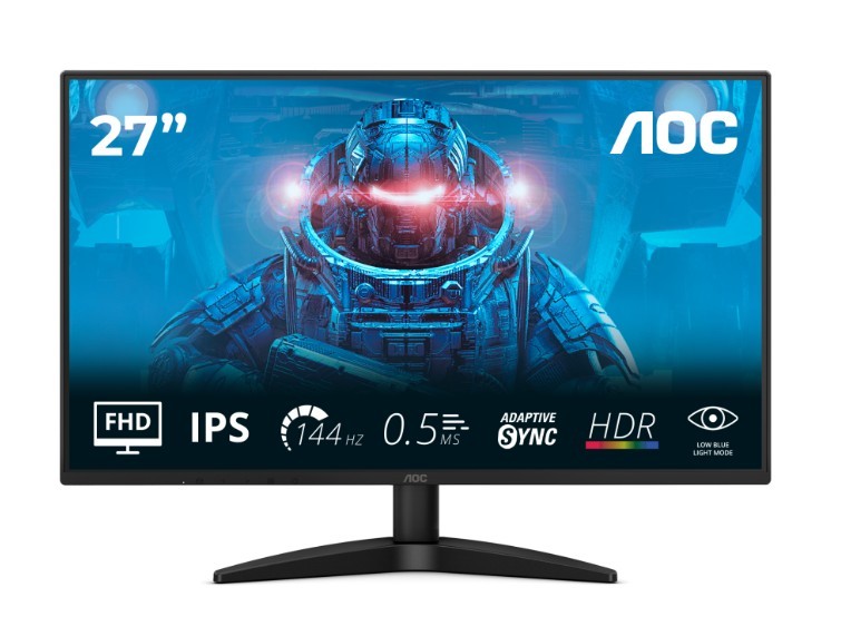 AOC 27B36X monitor, 27" IPS, 144Hz, HDMI, DP
