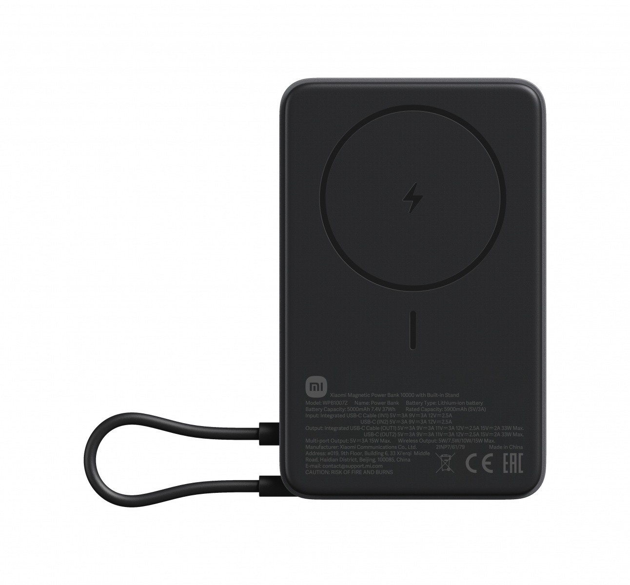 XIAOMI PowerBank Magnetic 10000 mAh s stojalom - siv 2