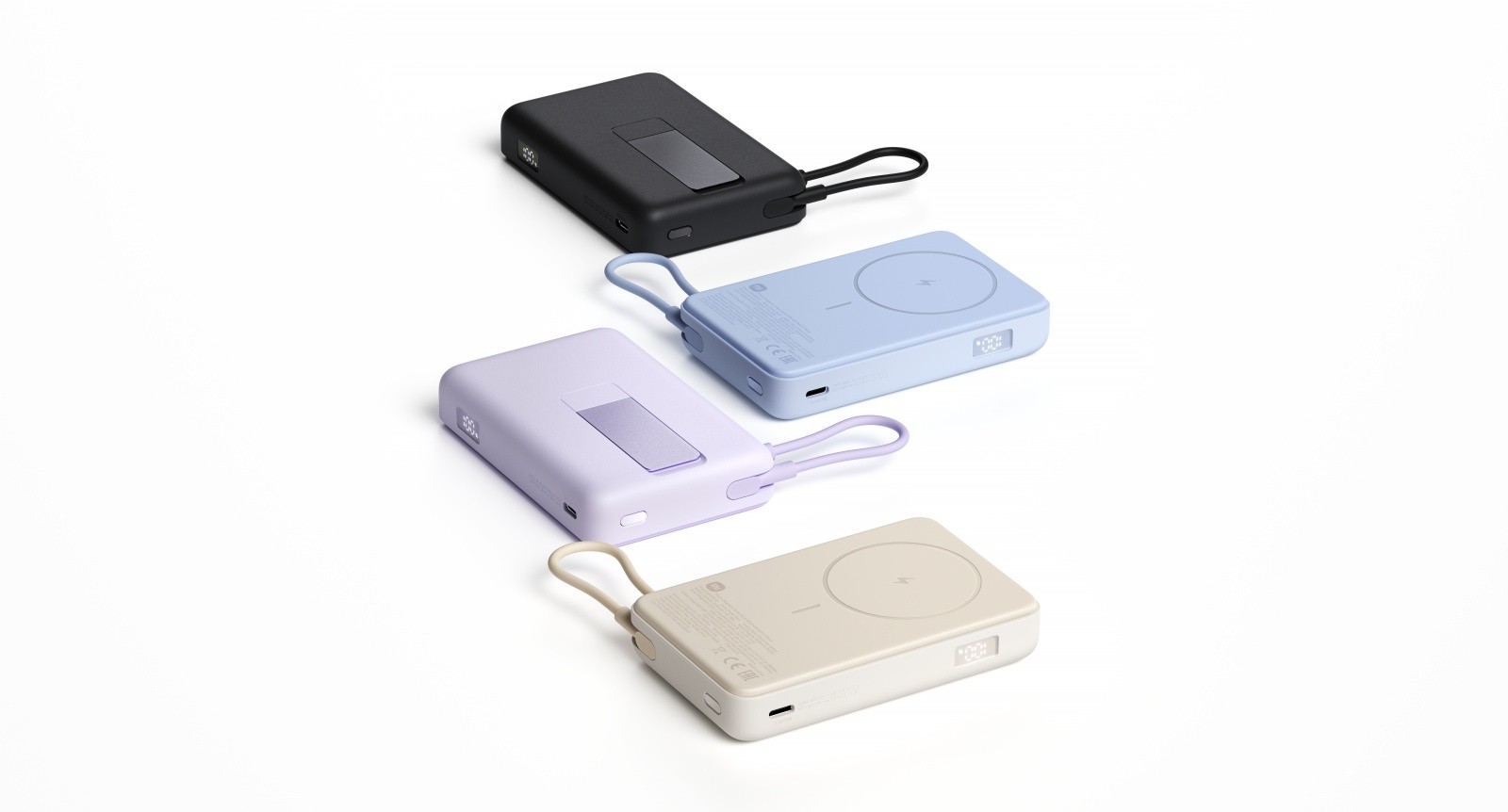 Prenosni polnilnik Magnetic 10000 mAh s stojalom, vijoličen 3