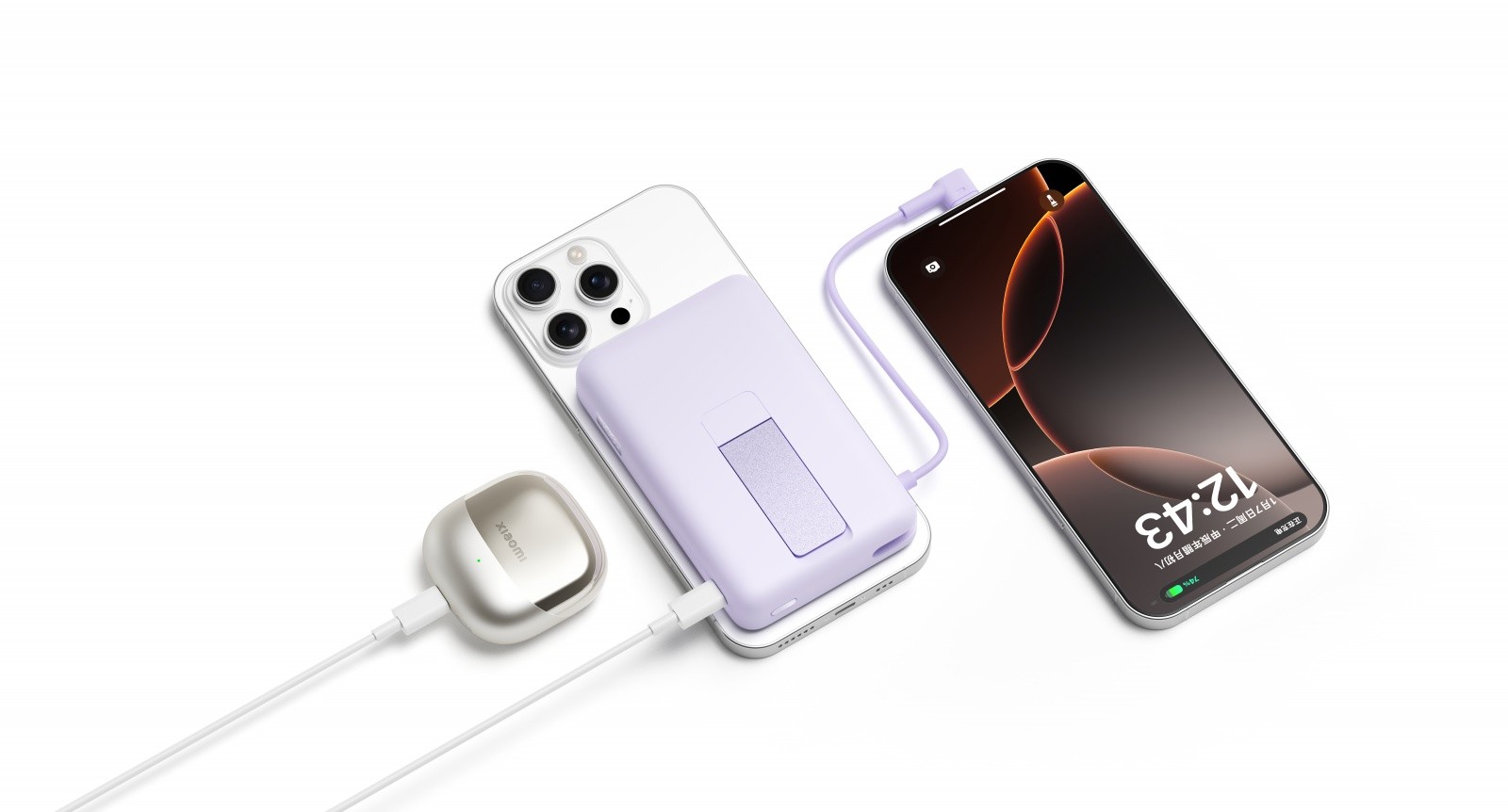 Prenosni polnilnik Magnetic 10000 mAh s stojalom, vijoličen 6
