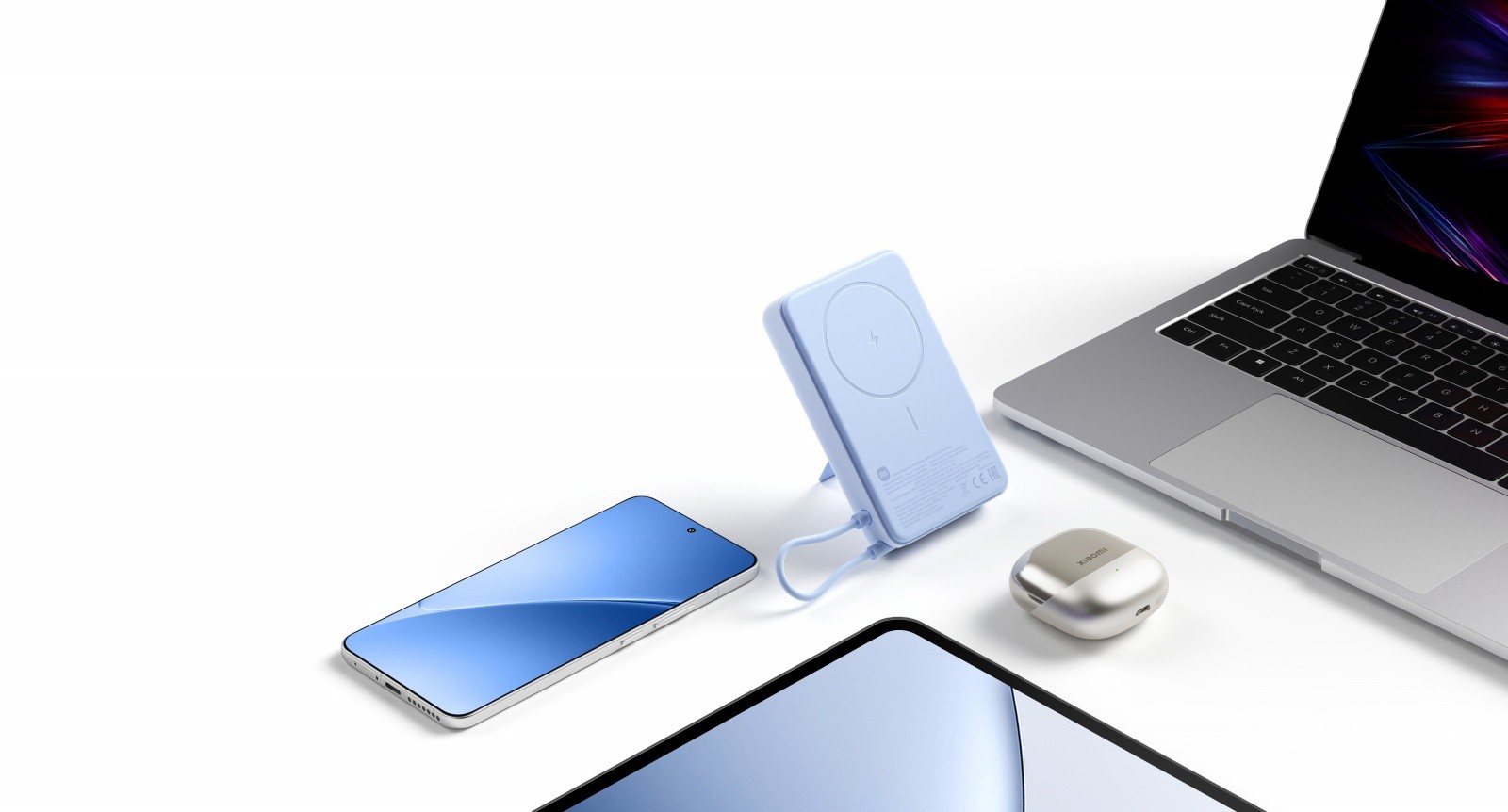 Prenosni polnilnik Magnetic 10000 mAh s stojalom, bež 4