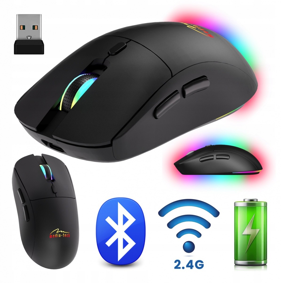 Media-Tech MIŠ SILENT&RECHARGE 2v1 (BT/RF)