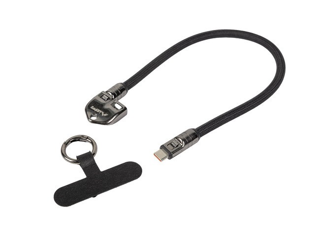 Lanberg USB-C / USB-C kabel, 0.3m, 240W, črn, s obeskom