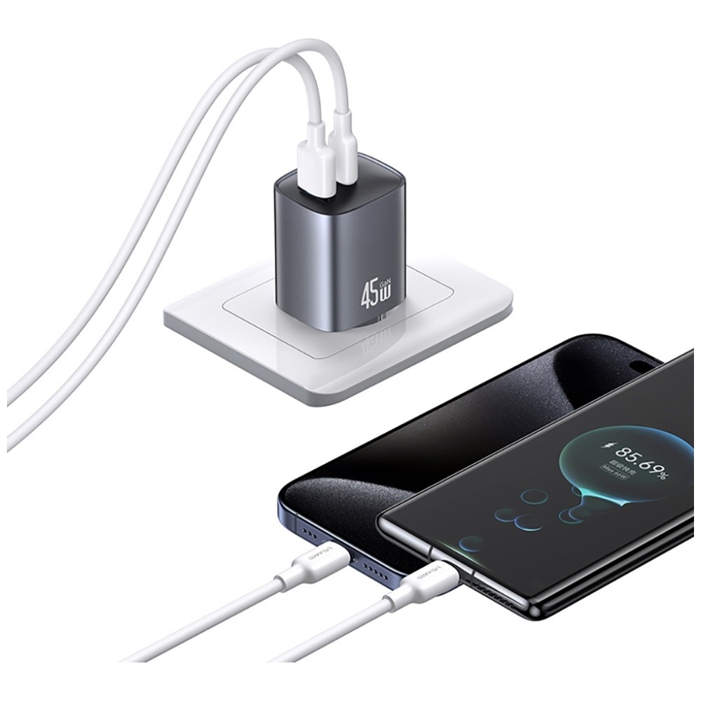 45W GaN polnilnik T66 USB-A + USB-C hitro polnjenje 3