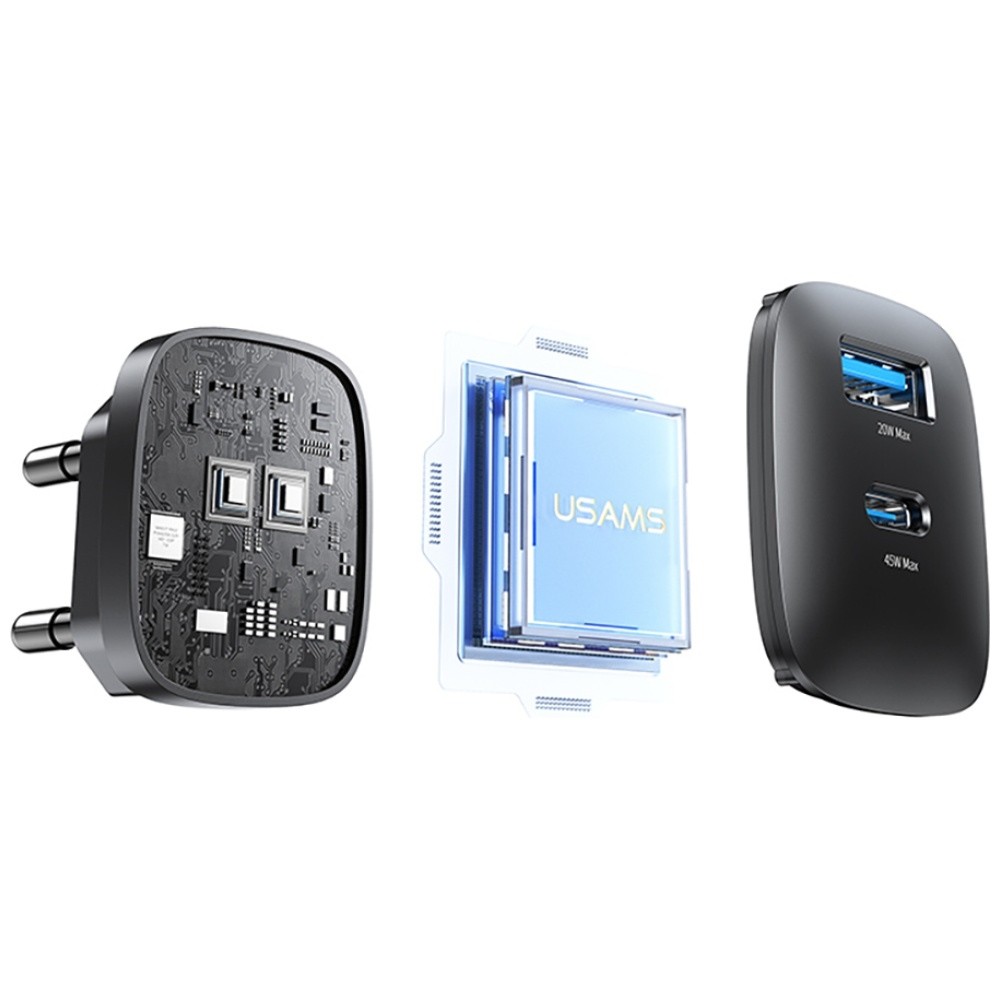 45W GaN polnilnik T66 USB-A + USB-C hitro polnjenje 4