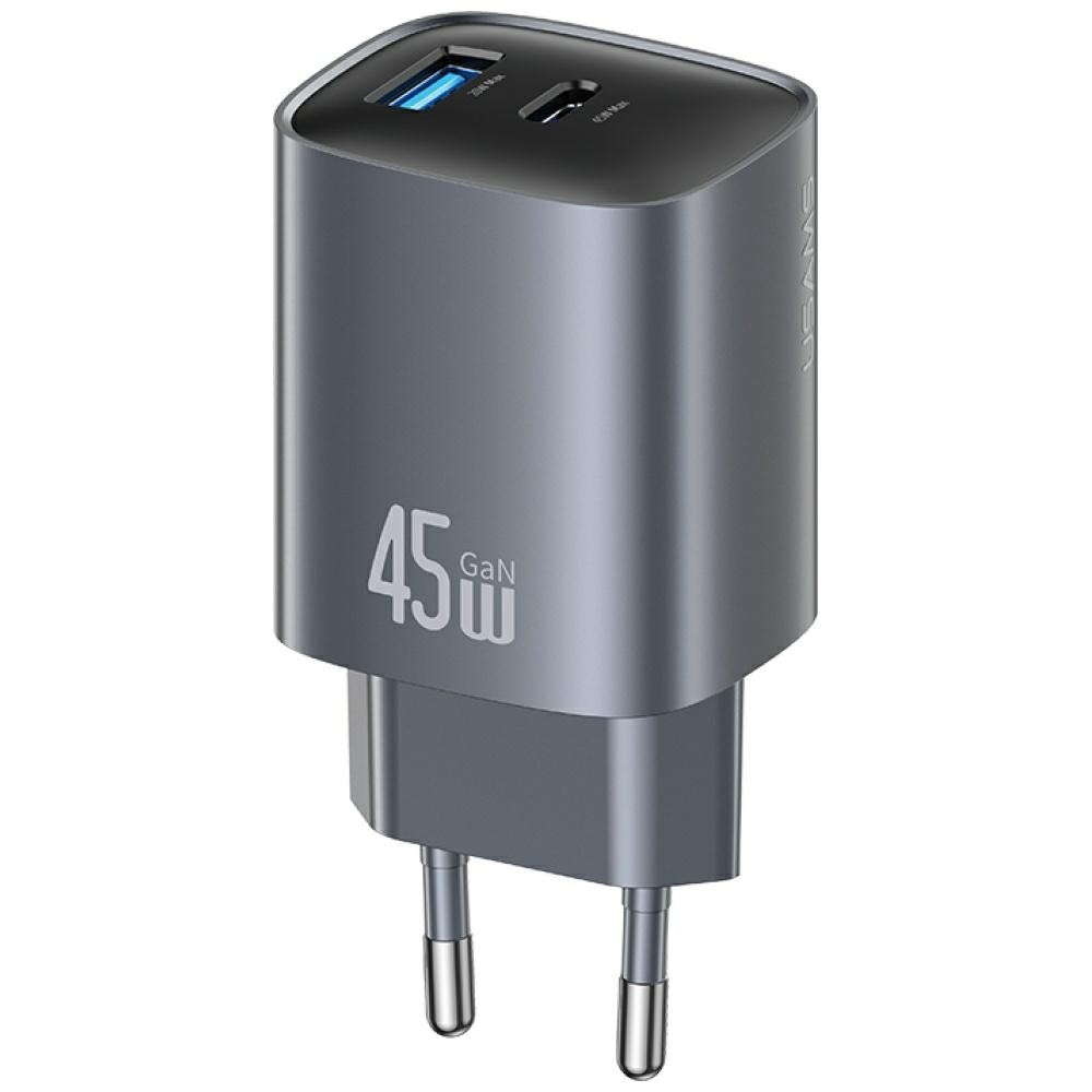 45W GaN polnilnik T66 srebrn (USB-A + USB-C)