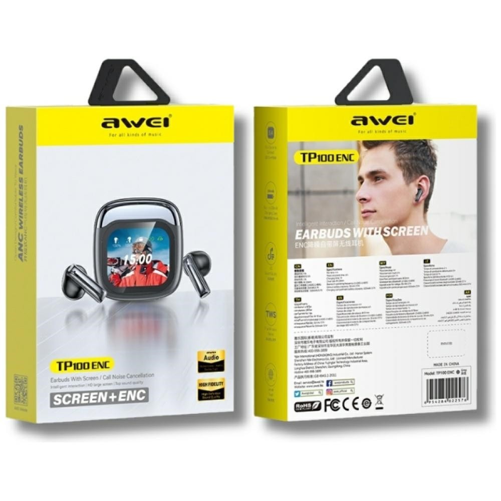 Bluetooth slušalke ENC TP100 5.4 TWS LCD črne 2
