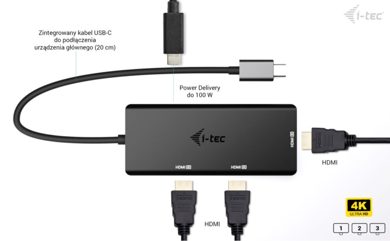 i-tec USB-C Triple 4K HDMI dokazna postaja, PD 100W 8